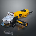Yellow and Black Angle Grinder with Grinding Wheel and Ergonomic Handle Design
