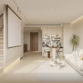 Modern Minimalist Apartment Interior With Cozy Sofa And Open Kitchen 3d model