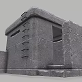 Gray Stone Architectural Structure With Steps Walls And Textured Block Design 3d model