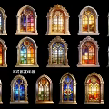 Ornate Vintage European Stained Glass Window Carving Decorative Wall Hangings