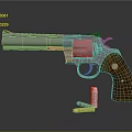Classic Chrome Revolver With Polished Wooden Grip And Metal Barrel Near Bullets