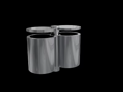 Sleek Modern Stainless Steel Double Trash Cans With Lids For Home Waste Bins 3d model
