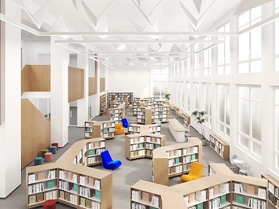 modern library 3d model