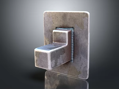 Rustic Metal Bracket Square Plate L Shaped Design Textured Surface Finish 3d model