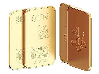 UBS 1 oz Gold Bar 999.9 Purity From Switzerland With Engraved Design 3d model