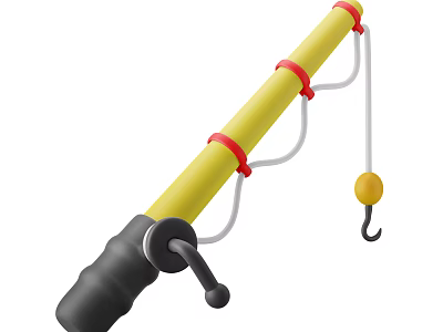 Decorative Ornament Set Featuring Yellow Rod Red Rings White Ropes Yellow Ball And Black Handle 3d model