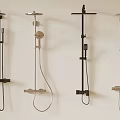 Modern Wall Mounted Shower Systems With Various Designs And Chrome Finish 3d model