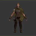 Red Haired Man Wearing Cloak With Metal Accessories And Brown Boots In Fantasy Character Design