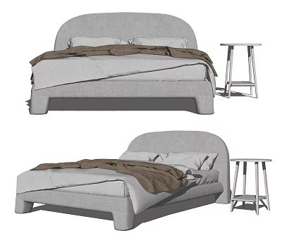 Kids Bed with Simple Design and Matching Side Stool for Children's Room 3d model