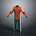 Orange Green Jumpsuit With Gray Black Accents For Comfortable Everyday Wear