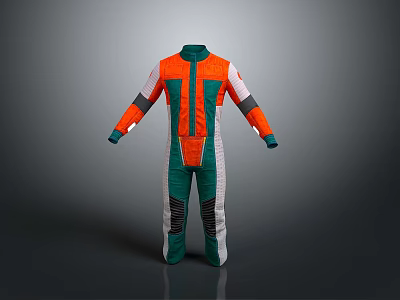 Orange Green Jumpsuit With Gray Black Accents For Comfortable Everyday Wear 3d model