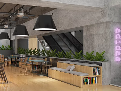 Modern Clothing Store Interior With Open Layout Display Racks Pendant Lights And Green Plants 3d model