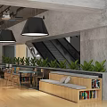 Modern Clothing Store Interior With Open Layout Display Racks Pendant Lights And Green Plants