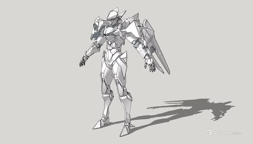 Futuristic Sci Fi Mecha Line Art With Detailed Armor And Structural Design 3d model 