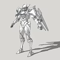 Futuristic Sci Fi Mecha Line Art With Detailed Armor And Structural Design 3d model