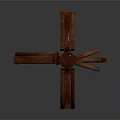 Sturdy Dark Brown Wooden Tripod Stand For Equipment Support With Crossbars