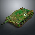 Military Tank With Green Camouflage Paint Tracks Long Cannon And Turret Structure For Military Operations