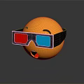 Decorative Ornament Set with Yellow Emoji Wearing 3D Glasses Red Blue Lenses