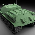 Detailed Green Tank 3D Model With Long Cannon Tracks Turret And Armor Design