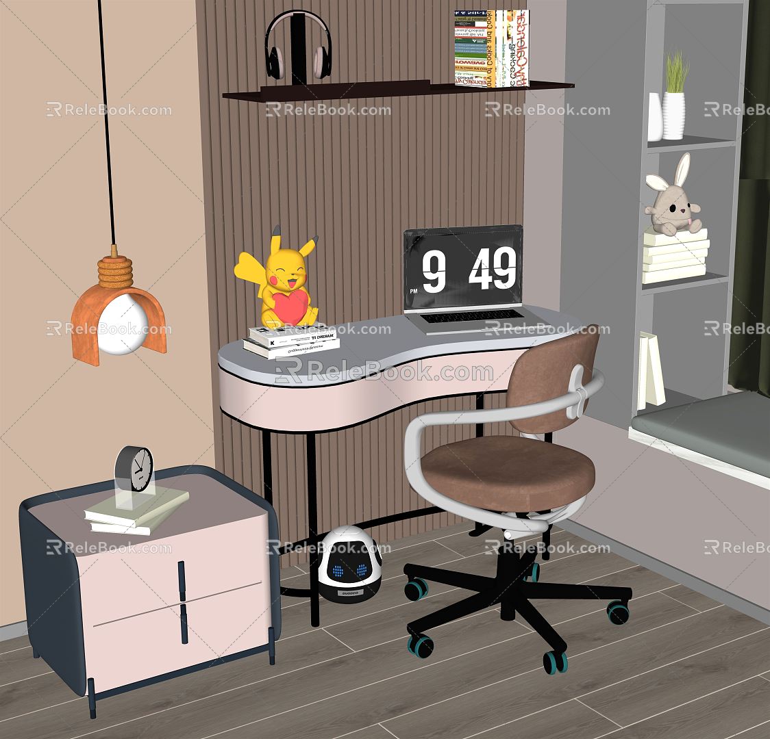 Modern Desk Chair Children's Desk Chair Combination 3d model