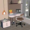 Modern Desk Chair Children's Desk Chair Combination 3d model