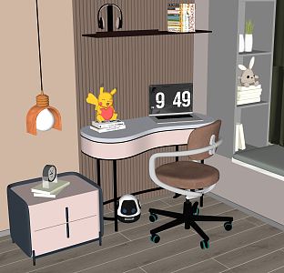 Modern Desk Chair Children's Desk Chair Combination 3d model