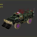 Armored Military Vehicle With Front Plow Roof Mounted Equipment And Off Road Tires