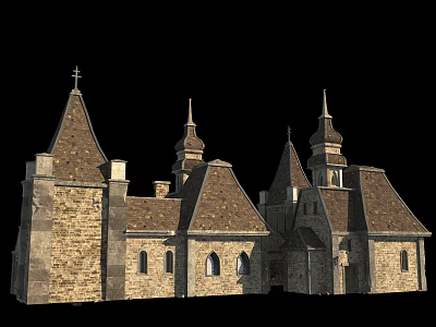 Ancient Architecture With Stone Built Structure Multiple Spires And Traditional Design 3d model