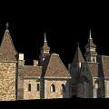 Ancient Architecture With Stone Built Structure Multiple Spires And Traditional Design 3d model