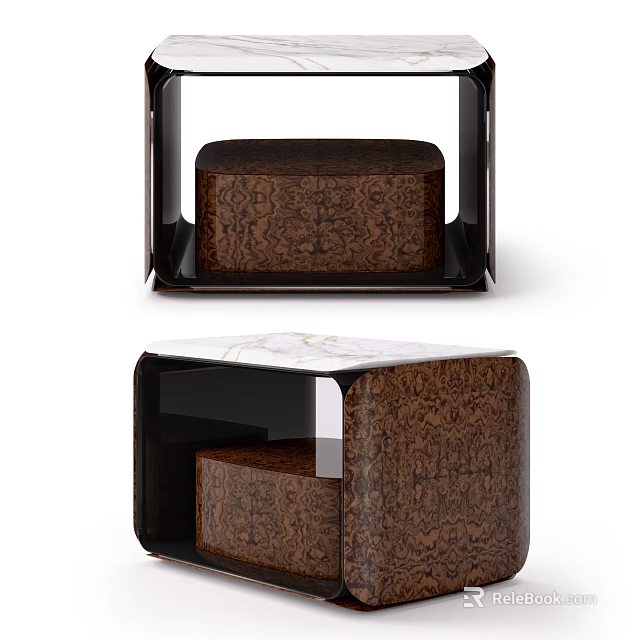 Modern Patterned Wooden Nightstand With Smooth Top And Elegant Design 3d model 