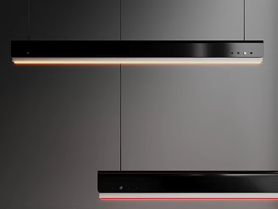 Modern Black Linear Pendant Light With Warm White And Red Illumination Glow 3d model