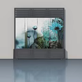 Artistic Gray Side-Hinged Door With Floral Painting And Wooden Texture Design