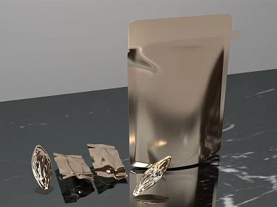 Elegant Modern Kitchen Decorative Ornament Set With Gold Metal And Glass Accents 3d model