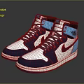 High Top Blue White Sneakers With Light Blue Accents Logo On Tongue Collar White Sole