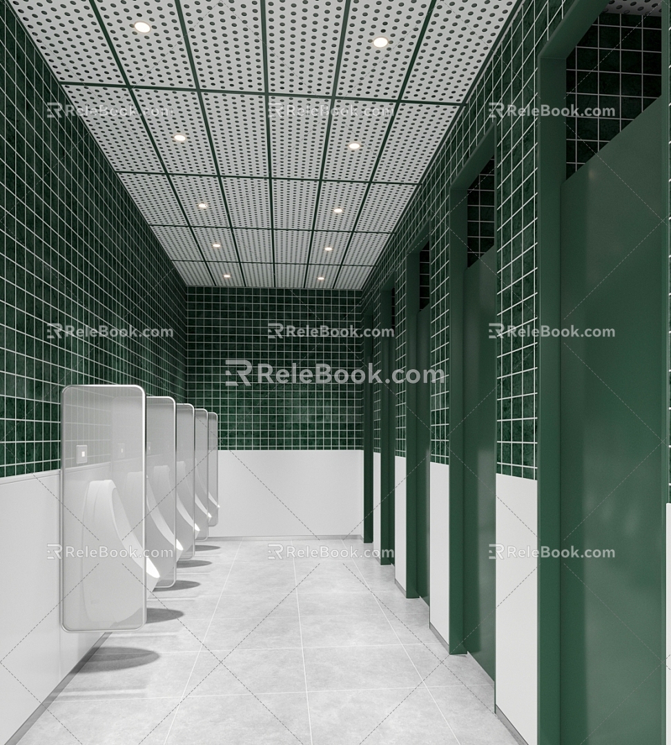 Public men's toilet urinal 3d model