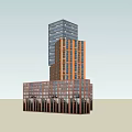 Modern Multi Storey Office Building With Glass Facade And Orange Structural Design 3d model