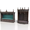 Classic Dark Wood Carved Furniture With Green Countertop And Ornate Spire Details