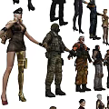 Various Character Outfits Showcasing Different Styles From Tactical To Casual Wear