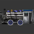 Vintage Steam Train Model with Silver Body Blue Roof and Blue Wheels