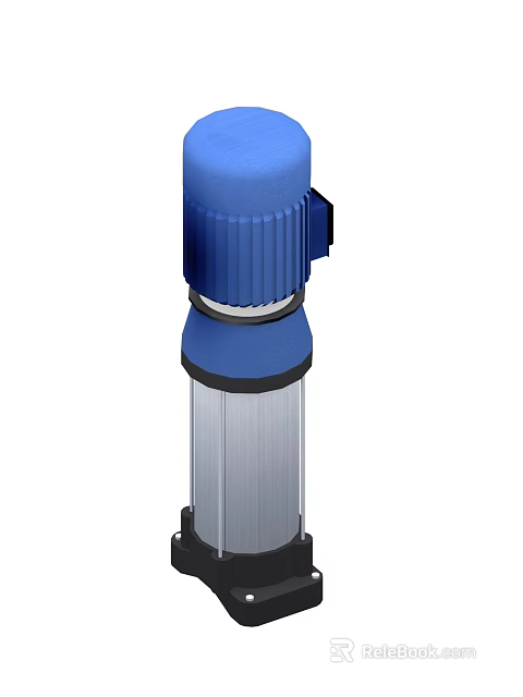 Industrial Vertical Pump With Blue Motor And Stainless Steel Body For Industrial Applications 3d model 