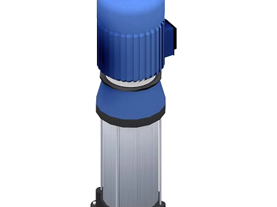 Industrial Vertical Pump With Blue Motor And Stainless Steel Body For Industrial Applications 3d model