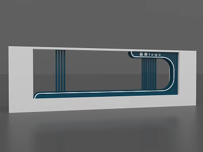 White Framed Decorative Panel With Blue Accents And Glass Insert Design 3d model
