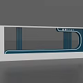 White Framed Decorative Panel With Blue Accents And Glass Insert Design