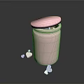 Pink Jar With Open Lid And White Heart Decorations On Dark Background