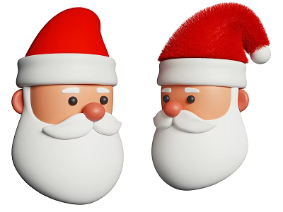 Festive Elderly Men With Red Santa Hats In Two Cheerful Portraits 3d model