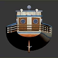Small Wooden Boat With Blue Top White Hull And Wooden Deck