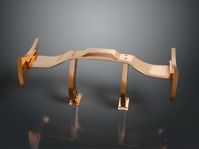 Golden Metal Decorative Bracket For Home Living Supplies With Curved Structure 3d model