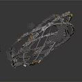 Advanced Spacecraft Orbital Module With Complex Metallic Grid Structure And Golden Accents
