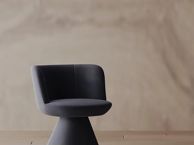 Modern Dark Gray Velvet Dining Chair With Conical Base On Wooden Floor 3d model