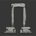 Ancient Stone Arch Structure With Stacked Stone Blocks And Standing Supports 3d model
